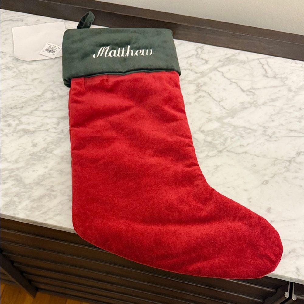 Pottery Barn Matthew Classic Velvet Stocking, Medium, New with Tag